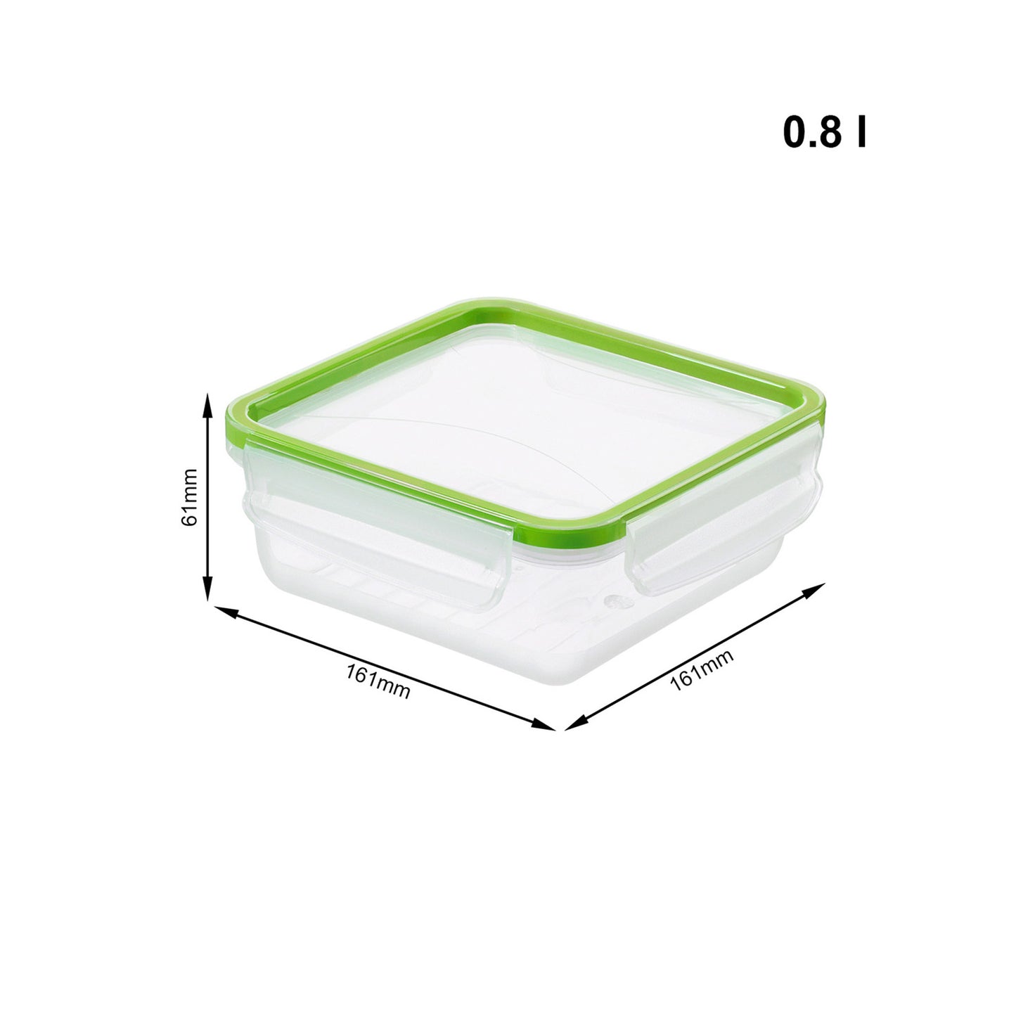 Kwadratowy pojemnik 0,8 L CLIC & LOCK