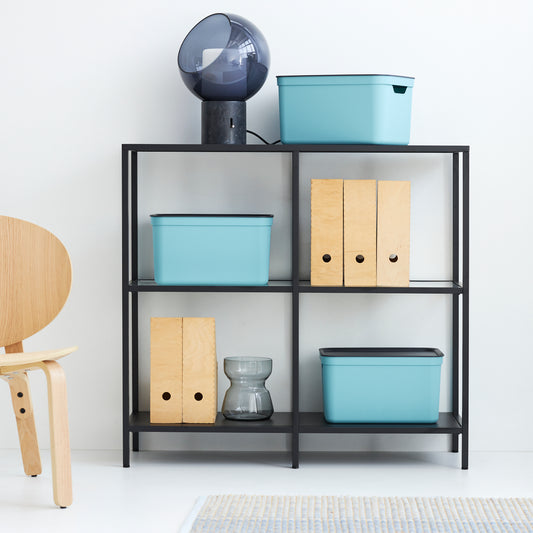 Zestaw 3 koszy z pokrywą do przechowywania Rotho JIVE, po 16 l każdy