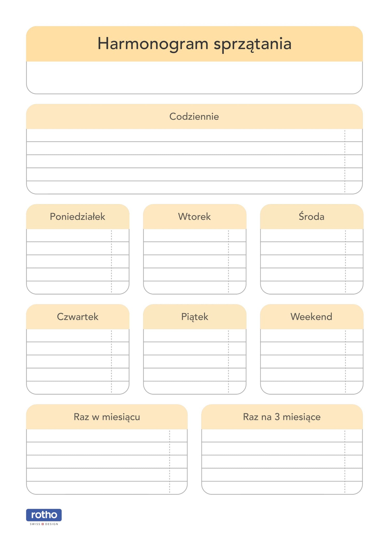 wydrukuj plan sprzątania dzień po dniu